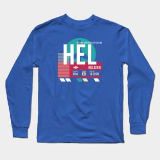 Helsinki, Finland (HEL) Airport Code Baggage Tag Long Sleeve T-Shirt